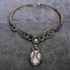 Natural Moonstone Gemstone Handmade Copper Wire Wrap Jewelry Necklace 18" J7e35