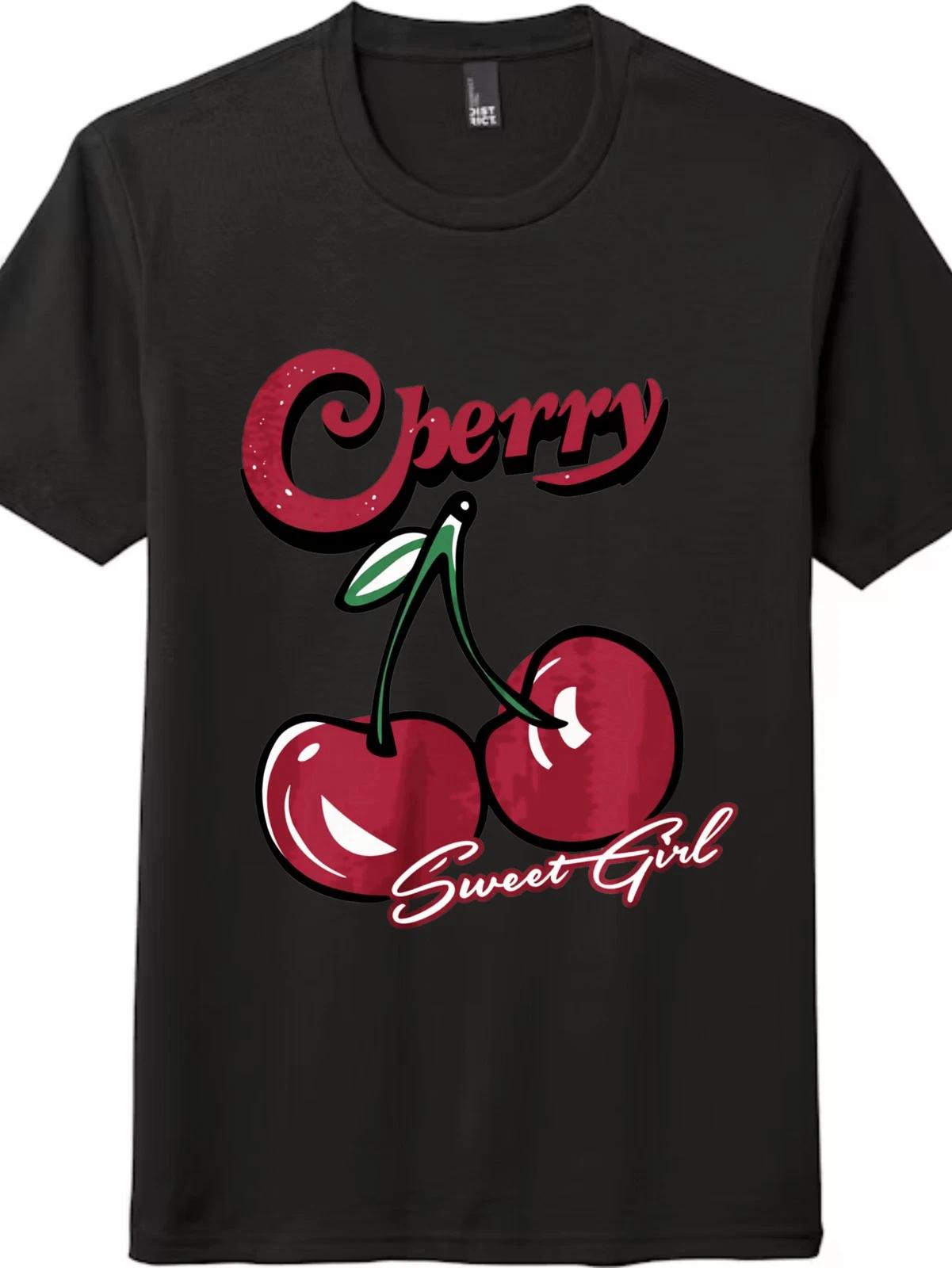 

Unisex Print T-Shirt Cherry Sweet Girl Retro Vintage Cherry Graphic Casual Tee 4XL