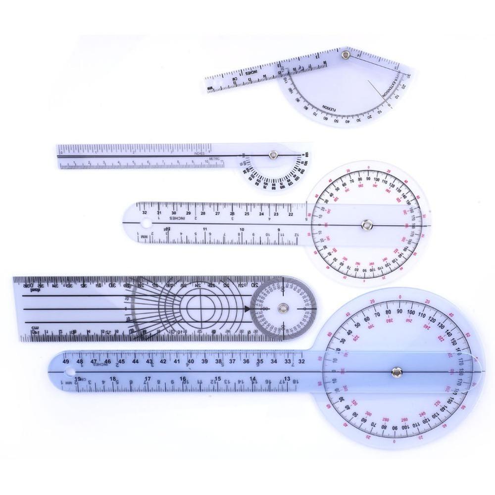 5pcs Plastic Goniometer Set 6/8/10inch Spinal Goniometer  Joint Mobility Assessment