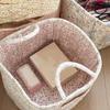 Floral Fabric Baskets for Storage Boho Quilted Tote Storage Organizer Basket with Handles Foldable Storage Basket Organizer