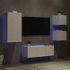 VidaXL TV Wall Units with LED 5 Pcs, Hanging TV Cabinets, Floating TV Furniture, Modern, White Wood 3216825