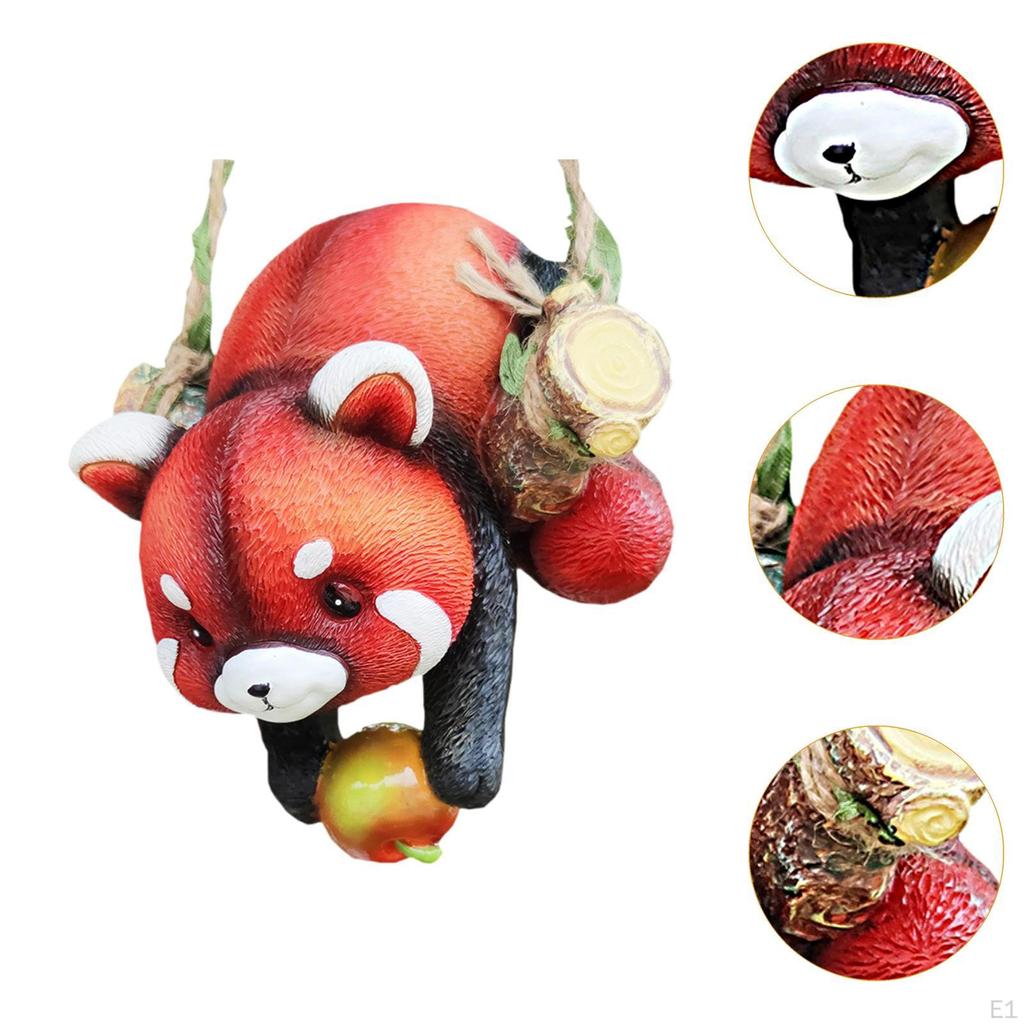 Hanging Garden Statue Animal Figure Gift Ornament Fence Resin Sculpture Lesser Panda Figurine for