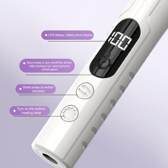 Electric Nail Drill with 4 Bits 3 Speed UV Nail Lamp Nail Portable Cordless Acrylic Gel Nail Polish Removal Machine Manicure Pedicure Tool