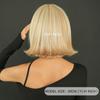 Daily Date Short Straight Synthetic Wigs for Women Blond Beige Bob Wigs with Bangs Cosplay Party Heat Resistant Fake Hair