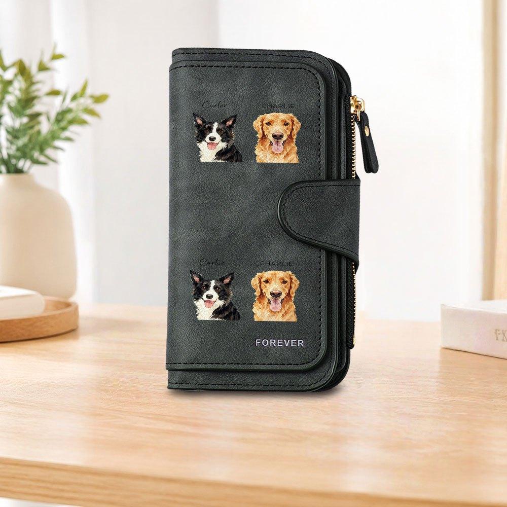 Border Collie Golden Retriever Long Zipper Wallet, Large Capacity Card Holder, Unisex Clutch Bag, Fashionable Zipper Coin Purse, Suitable for Daily