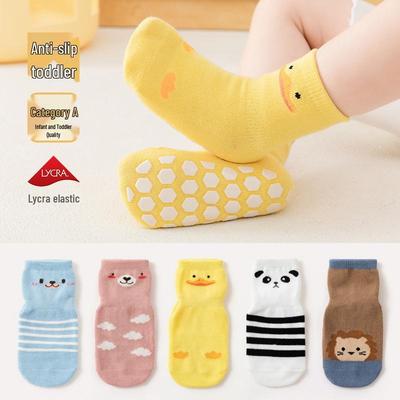 Non-Slip Baby Toddler Mid-Calf Cotton Floor Socks for Spring and Autumn