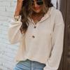 Autumn and Winter New Solid Color Hooded Button Loose Long Sleeve Pullover Sweater for Women