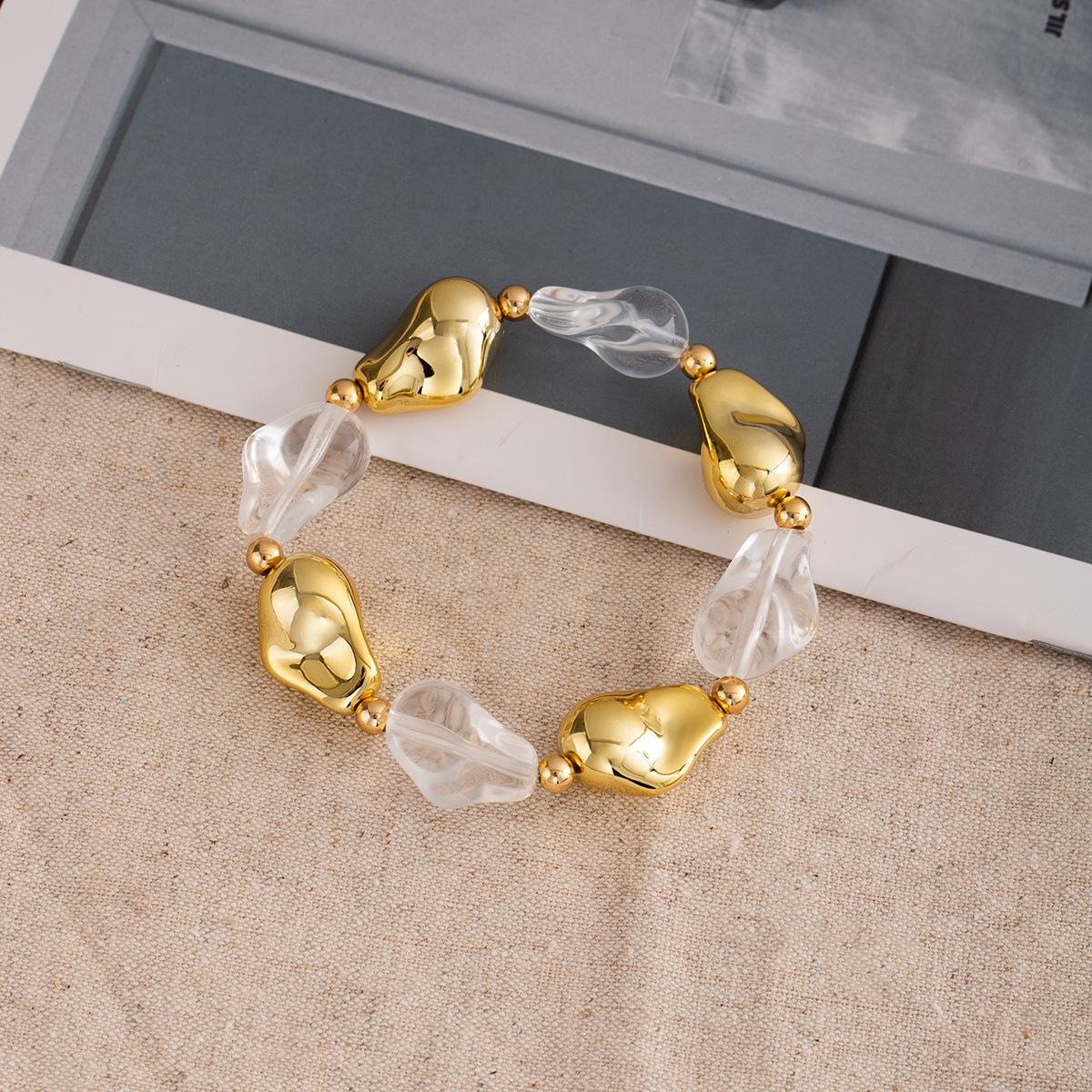 Summer Retro French Geometric Color Block Necklace  Bracelet Set