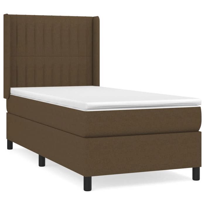 3131572 vidaXL Lit à sommier tapissier avec matelas Marron foncé 100x200 cm