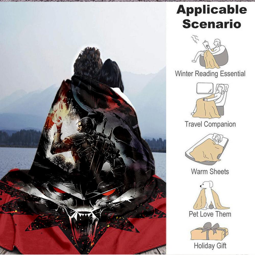 1pc The Witcher Soft Comfortable Blanket Digital Print, All Season Multipurpose Knit Fabric Bedding, Office, Sofa Home Decor Blanket