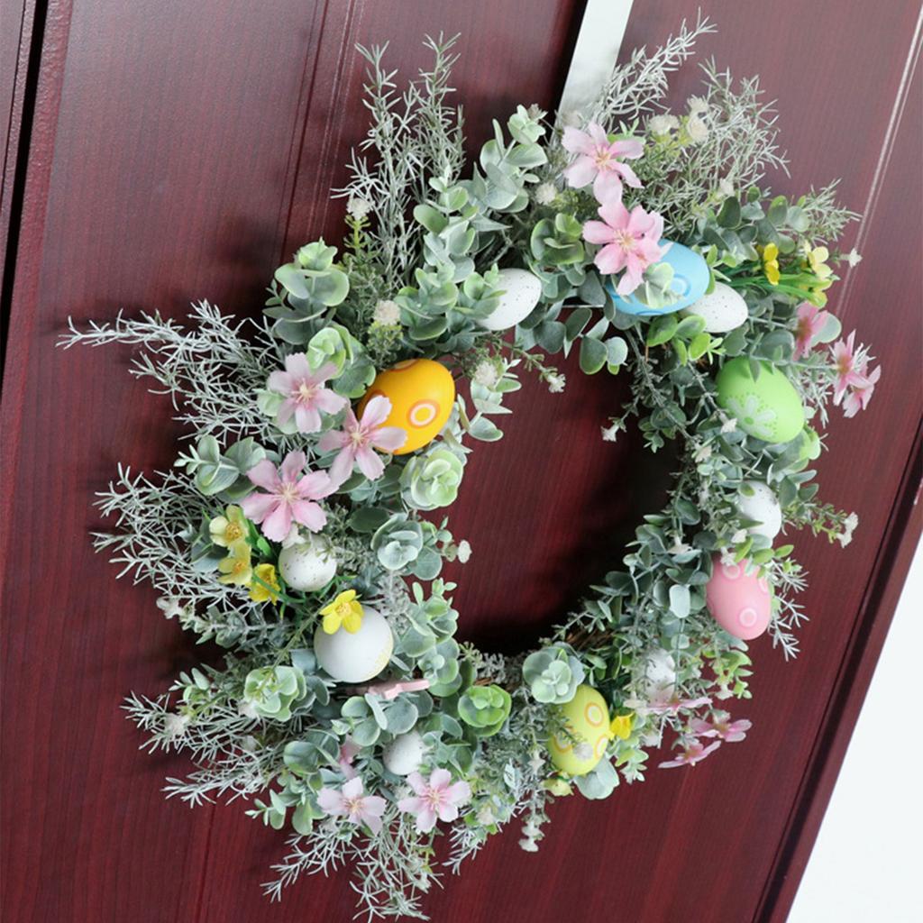 Easter Egg Wreath Decorative Garland Party Pendant Charm Household for Farmhouse Window Wall Door Decor
