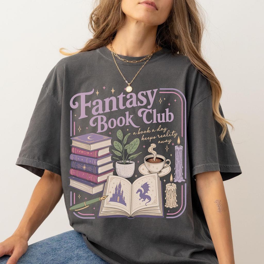Fantasy Book Club Shirt Comfort Colors Fantasy Reader Shirt Dragon Book Shirt Dark Academia Shirt Booktok Book Lover Tee