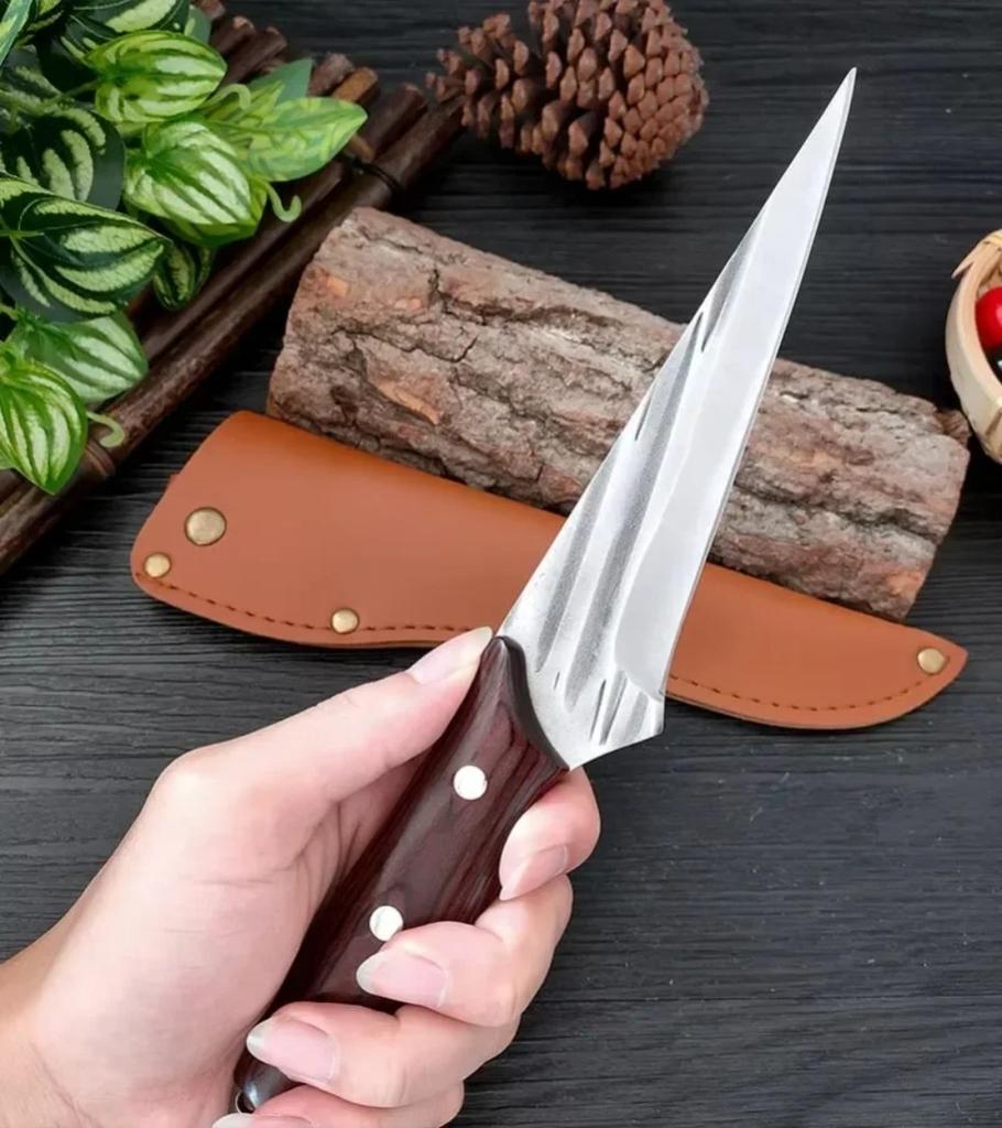 Barbecue Knife Slicing Meat Fruit Fish Filleting Utility Knife Kitchen Knives Wood Handle Forged Blade Chef Cooking Boning Knife