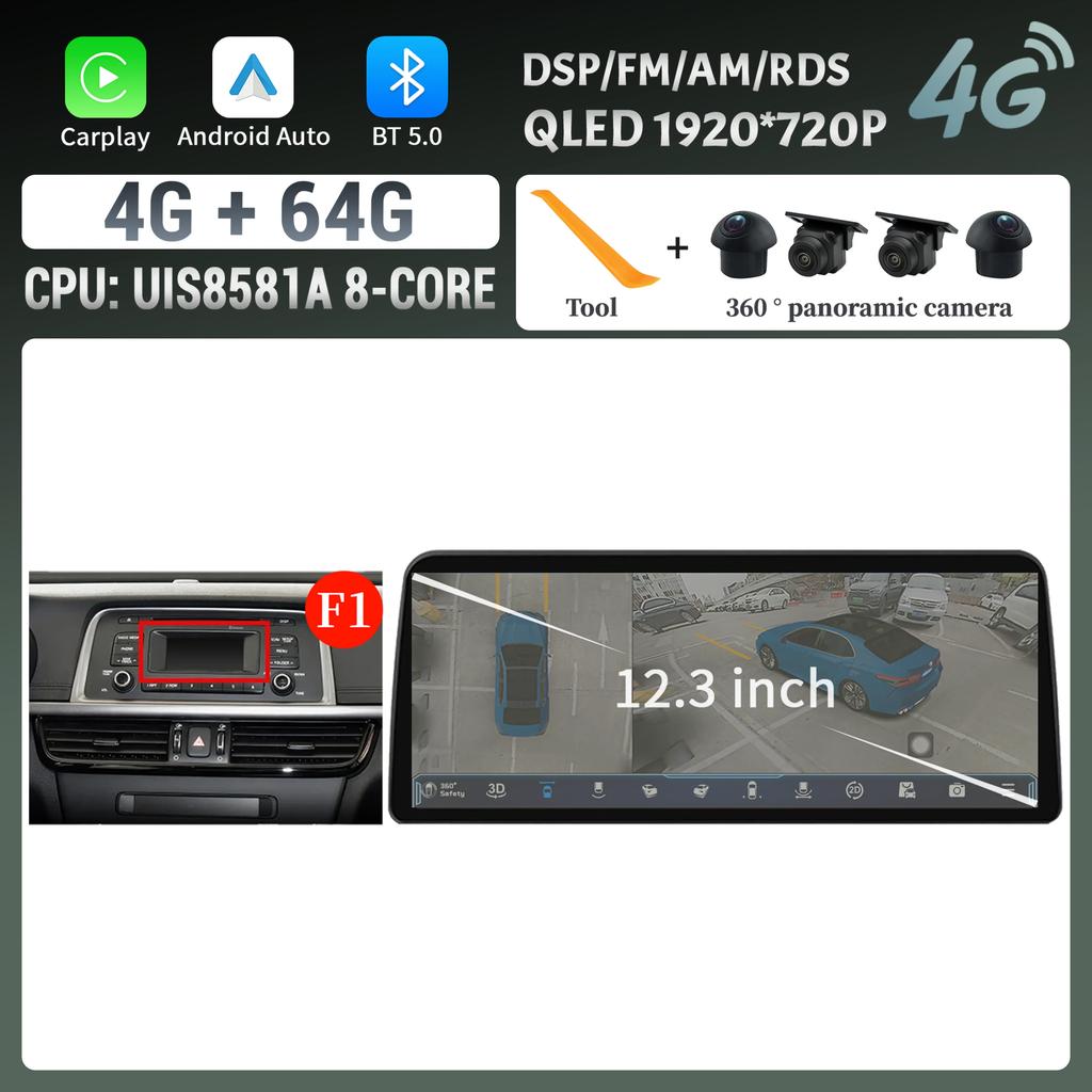 12,3 Zoll Android 14 Für KIA K5 Optima 2015 2016 2017 2018 2019 Autoradio Multimedia Navigation GPS Carplay Stereo Touchscreen