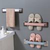 Punch Free Towel Rack Shoe Rack Multi Functional Wall Mounted Non Marking Adhesive Bathroom Storage
