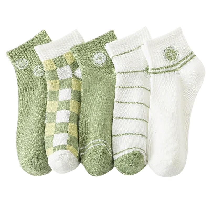 5 perechi de șosete scurte din bumbac de primăvară și de vară pentru femei japoneze, dulci, casual, cu desene animate, șosete pentru bărci