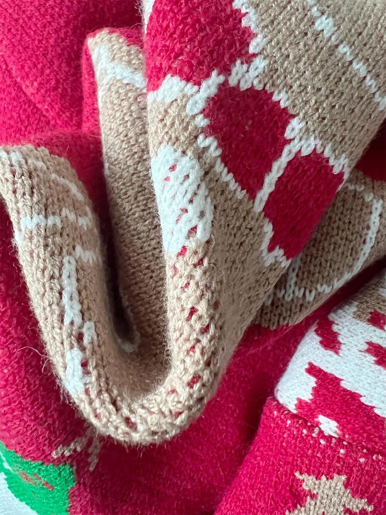 Christmas main picture cute snowman pattern round neck long sleeved knitted pullover sweater New Year sweater 3549 EMA