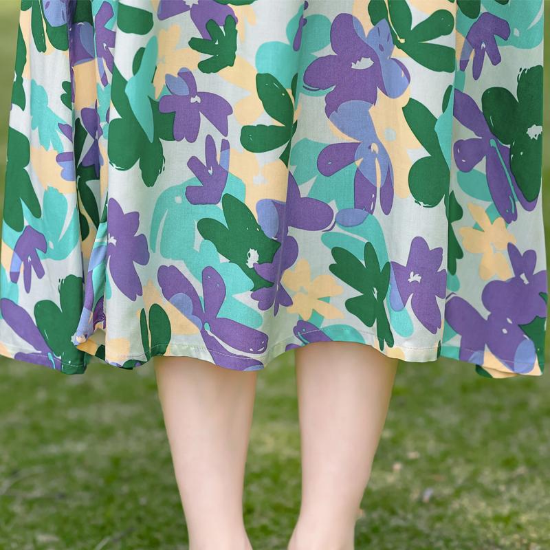 Plus Size Elegant Women's Summer Dress Vintage Clothes Short Sleeve Loose Long Dresses