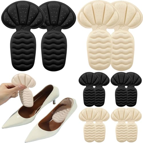 

Набор из 6 Т-образных подушечек для пяток для предотвращения мозолей, настраиваемые, защита пяток 2-в-1, предотвращают ношение обуви большего размера, самоклеящиеся, дышащие, влагоу