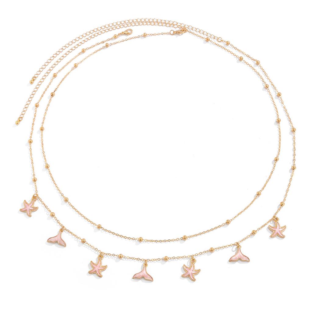 Accessories Design Double Star Chain Body Chain Holiday Fishtail Starfish Alloy Pendant Waist Chain