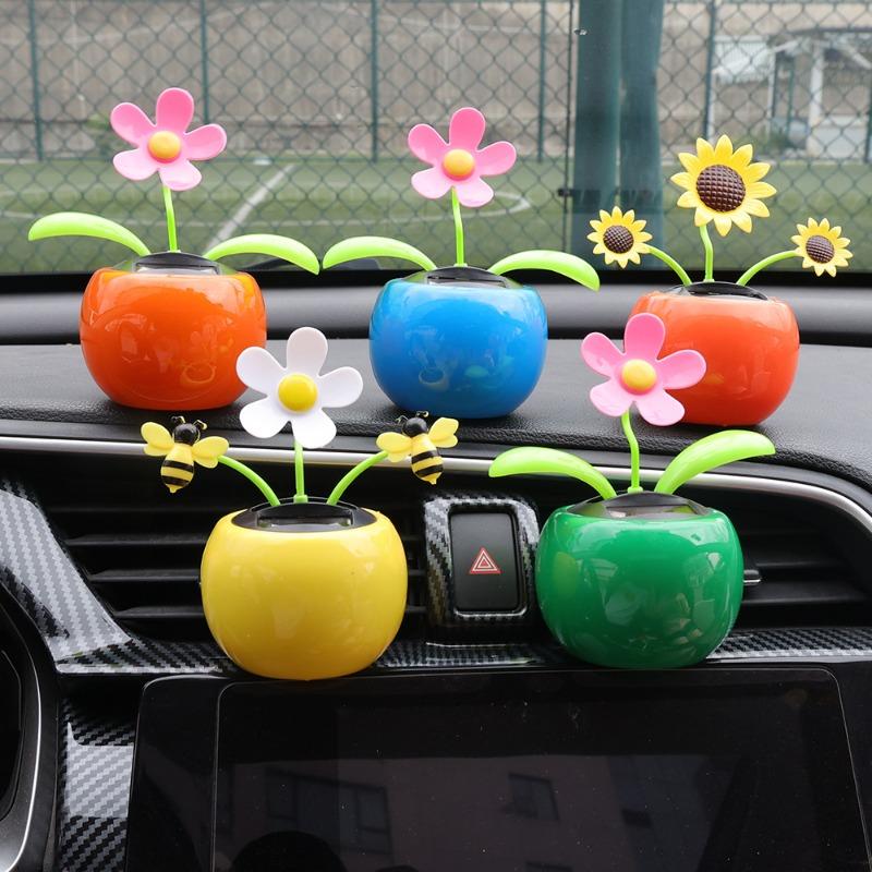 Auto Solar Schwingende Sonnenblume Dekoration Niedliche Biene Sonnenblume Blume Spielzeug Auto Innenraum Dekoration Styling Heimdekorationen Zubehör