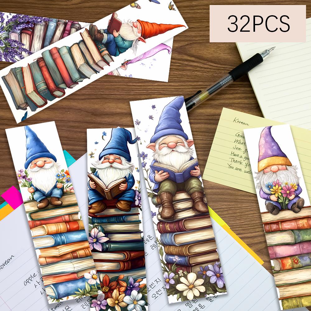 32 Stück, Zwergen-Lesezeichen, „Bücherliebender Zwerg“-Fee, Geburtstagsgeschenk, perfekt für Lehrer, Leser und Bücherwürmer.