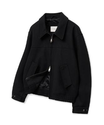 Vtwo [Pure Wool] Wool Blend Collar Blouson_Black