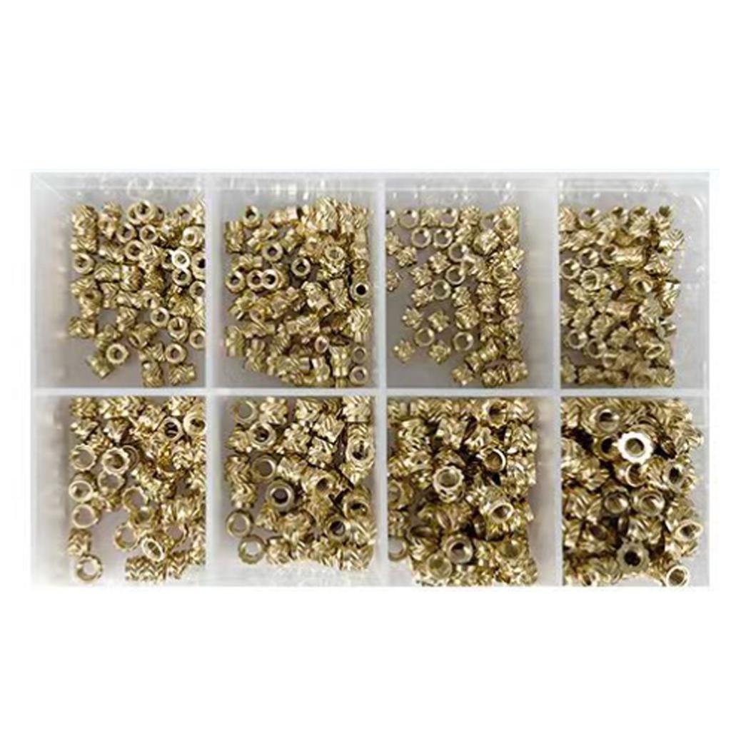 Nuts in Storage Box Good Conductivity Insert Nut Corrosion resistant Nut Brass Threaded Nut Multiple Size for Engineers