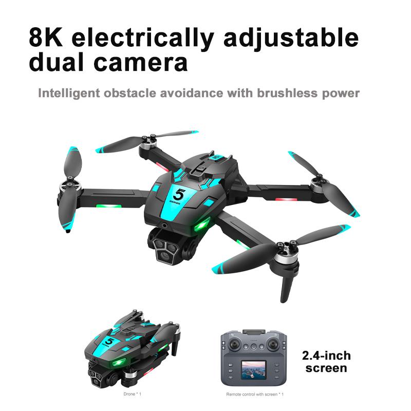2025 New M5S Drone With Screen Controlled 8K Dual Camera Aerial Photography Obstacle Avoidance Brushless RC Quadcopter Boys Toys