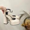 Fashion 2024 New Women's Shoes Buckle Strap Women's High Heels Fashion Square Toe Dress Pumps Women Hot Sale Plus Size Solid Heels Women