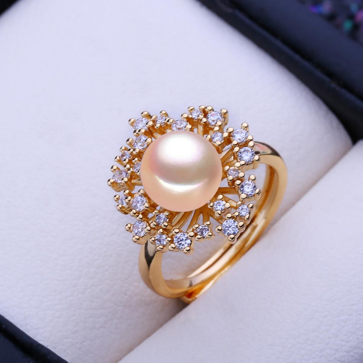

LSOOYH Натуральные пресноводные жемчужные кольца для женщин Богемный цветок золотого цвета вечерние кольца жемчужные украшения подарки на годовщину розовый