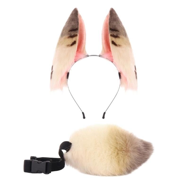 

Animal Ears Headband and Tail Set Soft Cosplay Headpiece Costume Headwear for Long Duration Role Play Cosplay Event