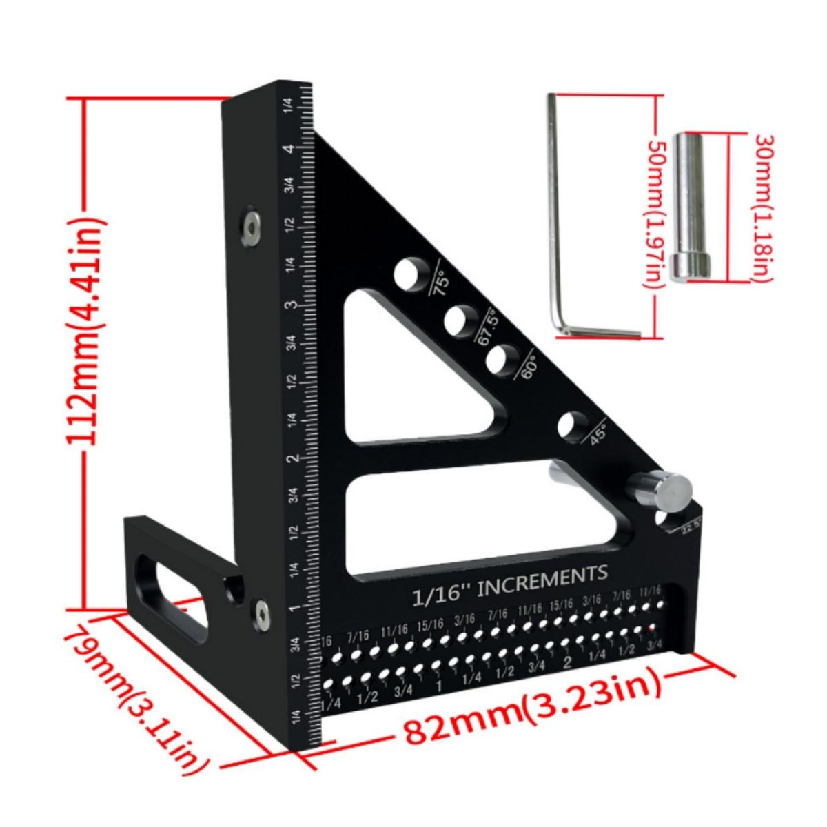 

Aluminum Alloy Square Protractor 3D Multi Angle Woodworking Angler Scriber Triangular Ruler High Precision Layout Measuring Tool 1PC чёрный