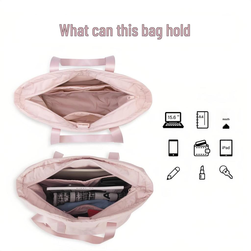 Dámská taška přes rameno s velkou kapacitou - Cestovní kabelka a nákupní taška pro dojíždění s přihrádkou na notebook a podložku na jógu