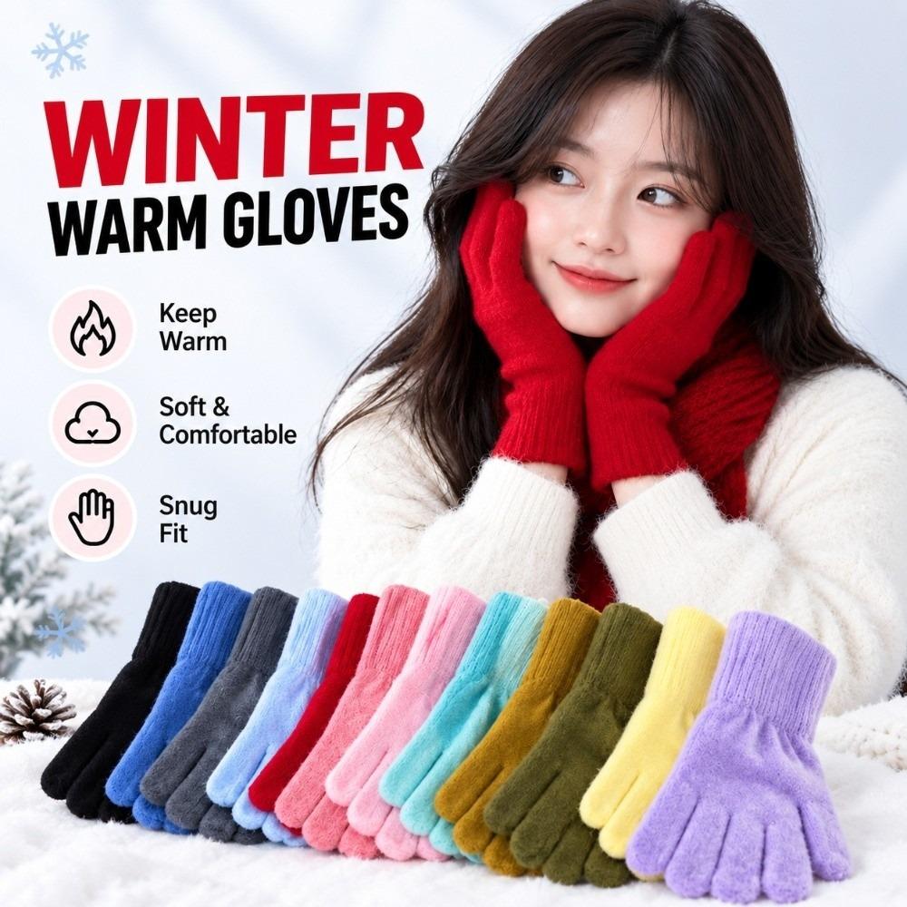 1 Pair Warm Insulation Knitted Glove Touchscreen Winter Glove Durable Warm Handwear Outdoor