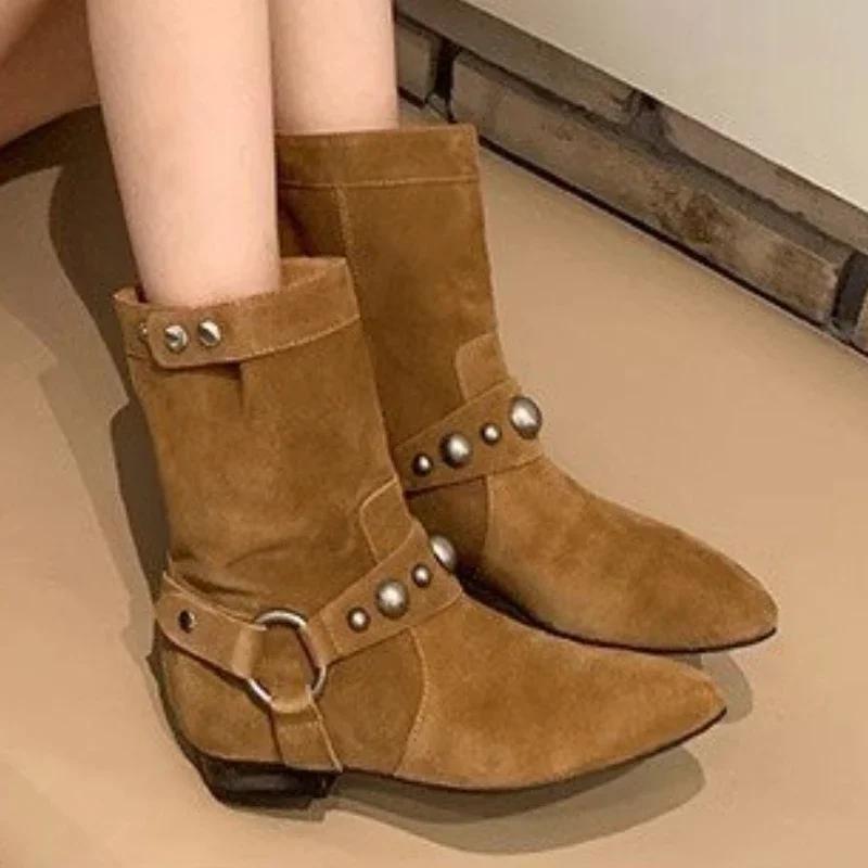 Fashion 2024 Fashion Shoes for Women Sleeve Women's Boots Autumn Winter Suede Warm Solid Middle Tube Low-heeled Boots Zapatos Mujer