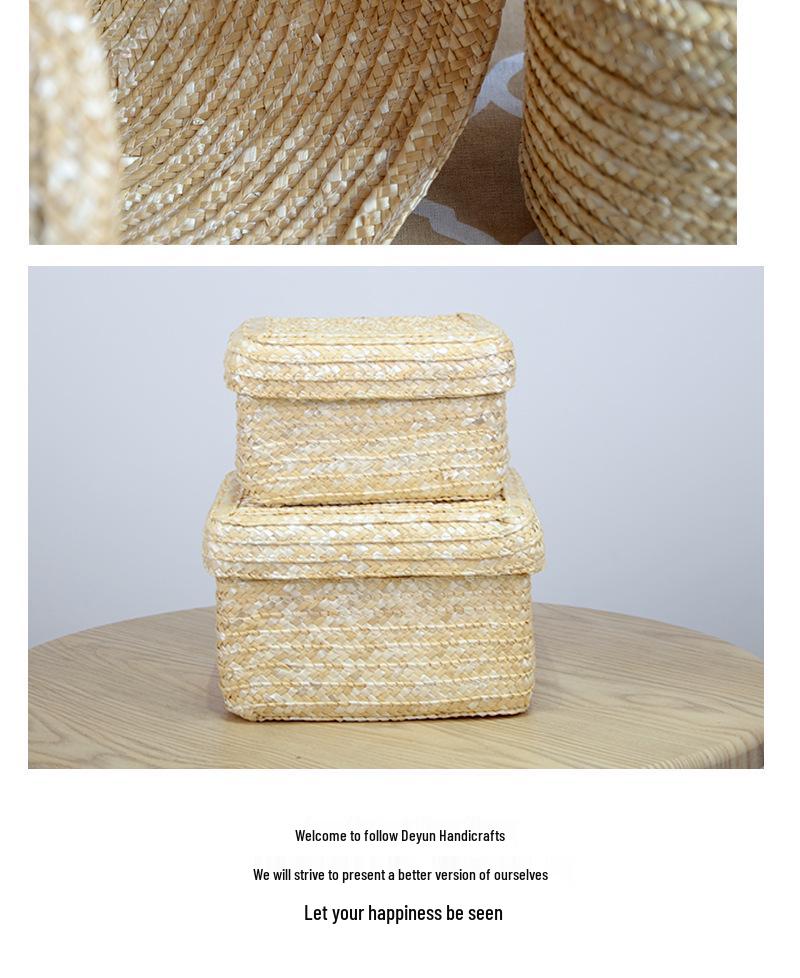 Woven Straw Storage Basket for Toys, Desktop Organizing, Cosmetics, or Gifts