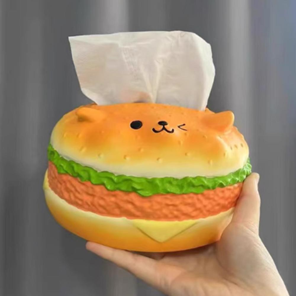 Figure Model Burger Dog Tissue Box Collectible Hamburger Fun Tissue Box  Birthday Gift