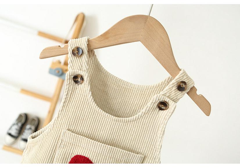 Korean-Style Kids Corduroy Overalls with Heart Embroidery - Unisex Jumpsuit 2026