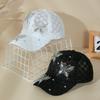 Rhinestone Visors Cap Butterfly Mesh Peaked Hat Fashion Flower Baseball Cap  Outdoor