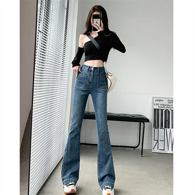 Autumn Winter New Harajuku Loose Warm High Waist Trousers Jean Pants Women Thicken Bell-Bottoms Velvet Vintage Slim Denim Pants