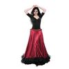Mode Jupe Flamenco Espagnole Lisse Polyester Grande Oscillation Costumes de Danse du Ventre Fête de Danse de Salon Jupe Bohémienne Femme Danse