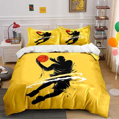 Basketball Player Silhouette Bedding Duvet Cover Set  (1*Duvet Cover 2*Pillowcases, Without Duvet Insert)