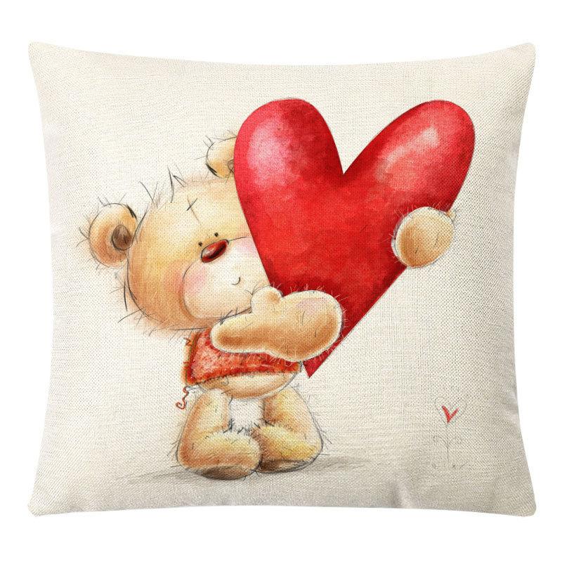 Valentine's Day Linen Pillow Case Couple Confession Supplies Office Home Cushion