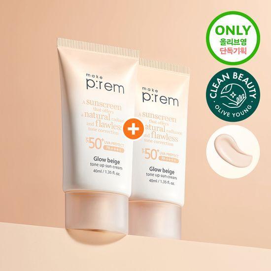 

Make P:REM Glow Beige Tone-Up Sunscreen 40ml+40ml