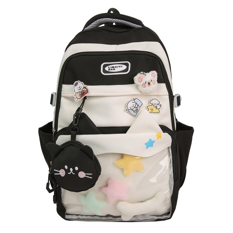Large Capacity Junior Senior High School Schoolbag Women's Cartoon Color Contrast Backpack