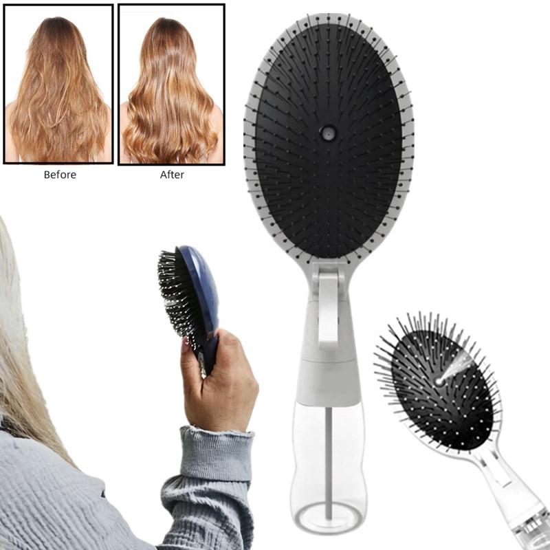 2 In 1 Hair Styling Spray Brush Detangling Anti-Frizz Comb Portable for Travel Women Men Daily Hair Care