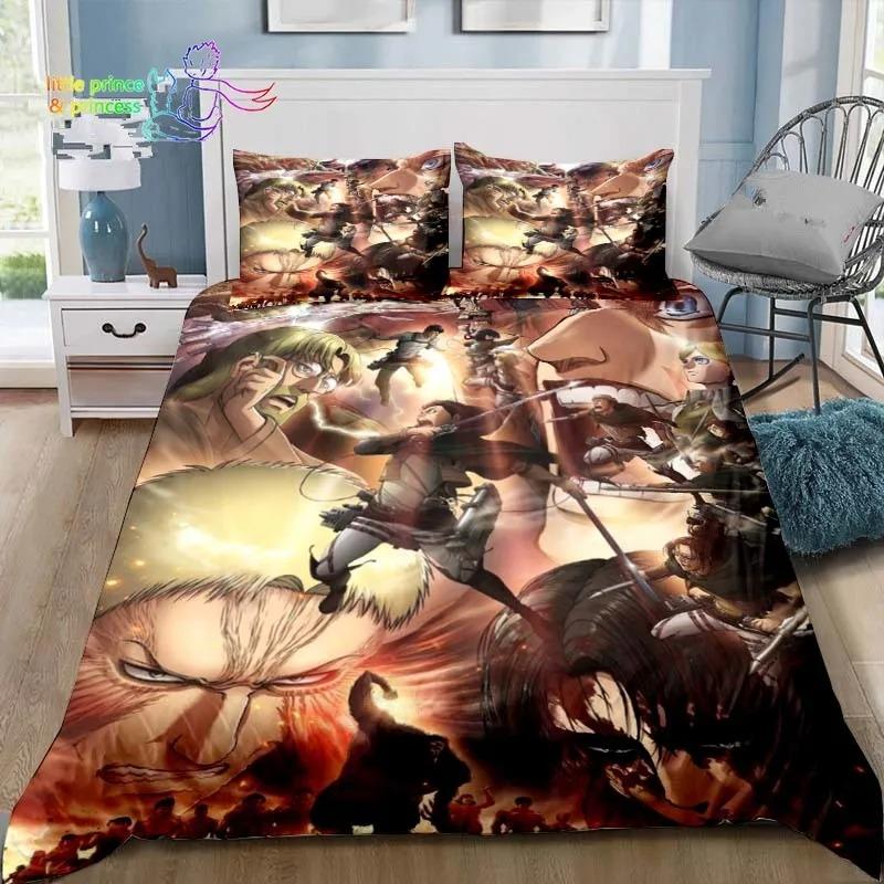 Anime Attack On Titan 3D Print Bedding Set Single Twin Full Queen King Size Bed Set Adult Kid Bedroom Bedding Gift