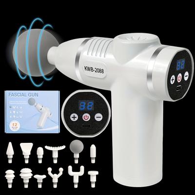 A Portable Handheld 8-gear Massage Gun with 12 Replaceable Heads - for Deep Tissue Massage for Travel, Office, and Home Use