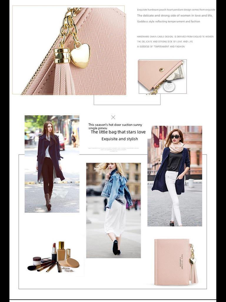 Portamonete con Cerniera e Nappe Stile Coreano - Portafoglio da Donna con Motivo a Croce